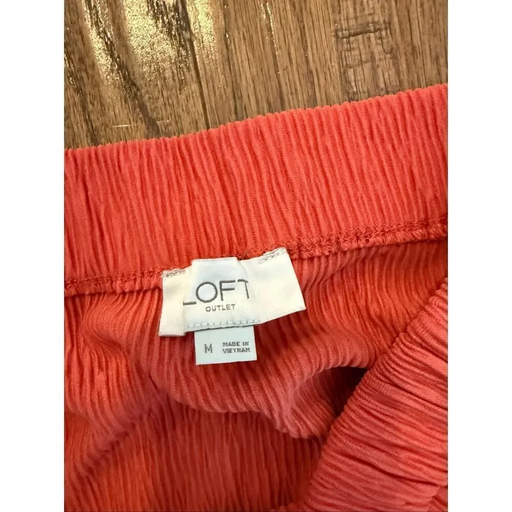 Loft crinkled high waist midi skirt size M pink